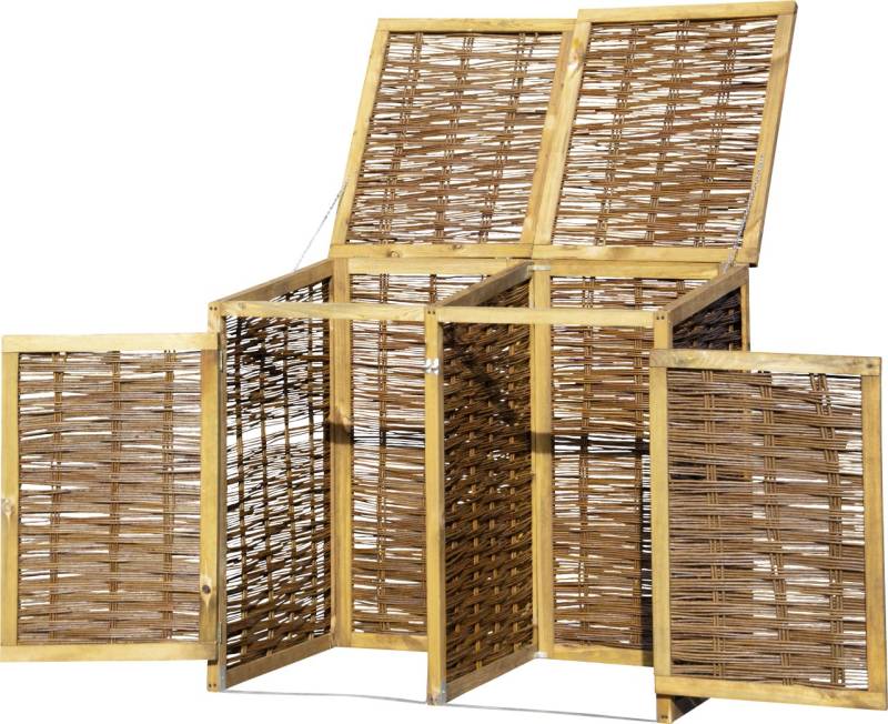 Dobar Mülltonnenbox Weide ungeschält 125 x 80 x 115cm von Dobar