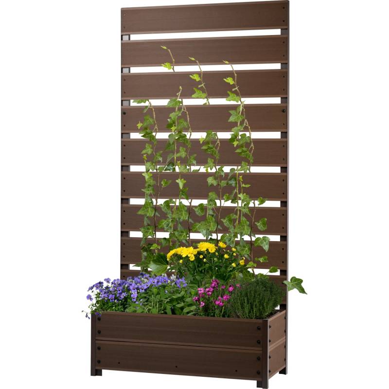 Dobar Pflanzbeet mit Rankgitter aus WPC 137 cm x 72 cm x 33 cm Silbergrau von Dobar