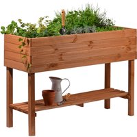 Großes Hochbeet mit Ablage inkl. Pflanzfolie, Braun von Dobar