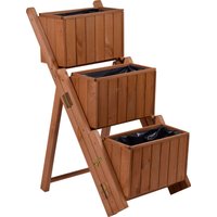 Ausklappbare Pflanztreppe mit 3 Pflanzkästen braun von Dobar
