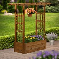 dobar Hochbeet "Pflanzkasten "Pergola" aus Holz, Braun" Der Rankkasten ist ca. 117 x 39 x 119 cm (LxBxH) groß und ca. 9,86 kg von Dobar