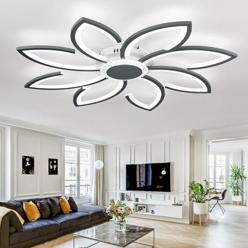 Blumen Deckenleuchte mit Fernbedienung und App für Schlafzimmer Wohnzimmer Tricolor Dimmbar Pendelleuchte Smart Speicherfunktion Büro Deckenlampe Moderne Led 54W Kronleuchter von Dobecd