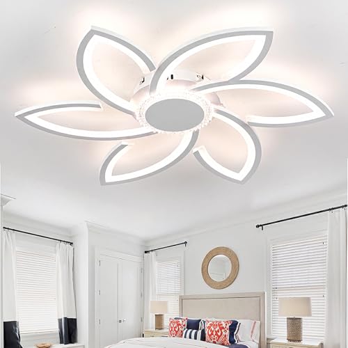 Blumen Deckenleuchte mit Fernbedienung und App für Schlafzimmer Wohnzimmer Tricolor Dimmbar Pendelleuchte Smart Speicherfunktion Büro Deckenlampe Moderne Led 54W Kronleuchter von Dobecd
