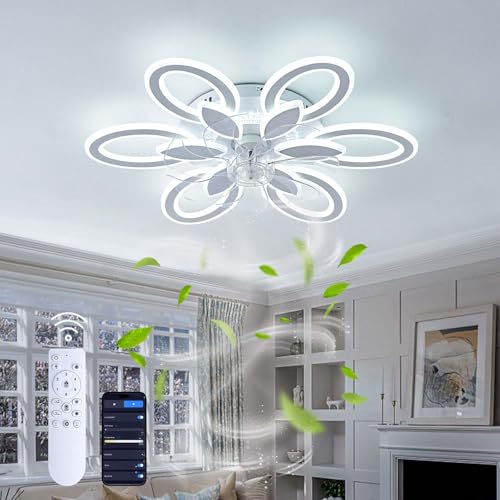 Dobecd 71cm LED Dimmbar Deckenventilator Mit Beleuchtung Memory-Funktion 6-Gang Reversible Lampe Mit Ventilator Leise 78w Deckenlampe Mit Ventilator Fernbedienung & App Timing Schlafzimmer Dobecd 71cm LED Dimmbar Deckenventilator Mit Beleuchtung Memory-Funktion 6-Gang Reversible Lampe Mit Ventilator Leise 78w Deckenlampe Mit Ventilator Fernbedienung & App Timing Schlafzimmer von Dobecd