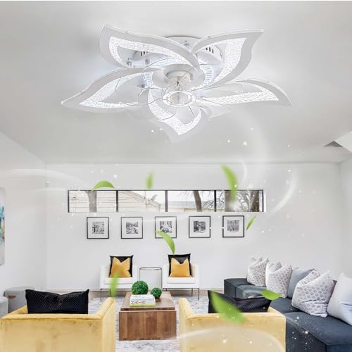 Dobecd Deckenventilator Mit Beleuchtung Und Fernbedienung Moderne Dimmbare Ventilator Lampe Dc Motor App 6-Gang Zeitgesteuertes Gedächtnis Stilles Blumenlicht Mit Lüfter 69cm Smart von Dobecd