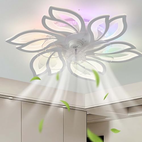 Dobecd RGB Deckenventilator Mit Beleuchtung Und Fernbedienung & App Timer Deckenleuchte Mit Ventilator Für Schlafzimmer Dimmbar 6-Gang Farbe Wechselnde Deckenventilator Licht Kronleuchter von Dobecd