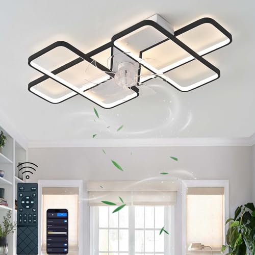 LED Deckenventilator Mit Beleuchtung Moderne Lampe Mit Ventilator Silent Timer Ventilator Lampe Decke Smart App Dimmbarer Lampe Ventilator Decke 90cm Reversible Deckenlampe Ventilator-Black LED Deckenventilator Mit Beleuchtung Moderne Lampe Mit Ventilator Silent Timer Ventilator Lampe Decke Smart App Dimmbarer Lampe Ventilator Decke 90cm Reversible Deckenlampe Ventilator-Black von Dobecd