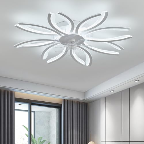 Moderne Deckenventilator Mit Beleuchtung 6 Geschwindigkeiten Dimmbar Lampe Mit Ventilator Fernbedienung Und APP Reversibel DC Leise Wohnzimmer Deckenventilator Lampe Kreativität Blume-Black Moderne Deckenventilator Mit Beleuchtung 6 Geschwindigkeiten Dimmbar Lampe Mit Ventilator Fernbedienung Und APP Reversibel DC Leise Wohnzimmer Deckenventilator Lampe Kreativität Blume-Black von Dobecd