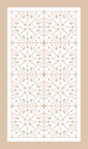 DobleUve Estudio Vinyl Teppich Hydraulik Capri | Beige | 65x200 cm | Waschbarer Rutschfester Küchenläufer | Kinder | Vinylboden | Vinylteppich für Wohnzimmer von DobleUve Estudio