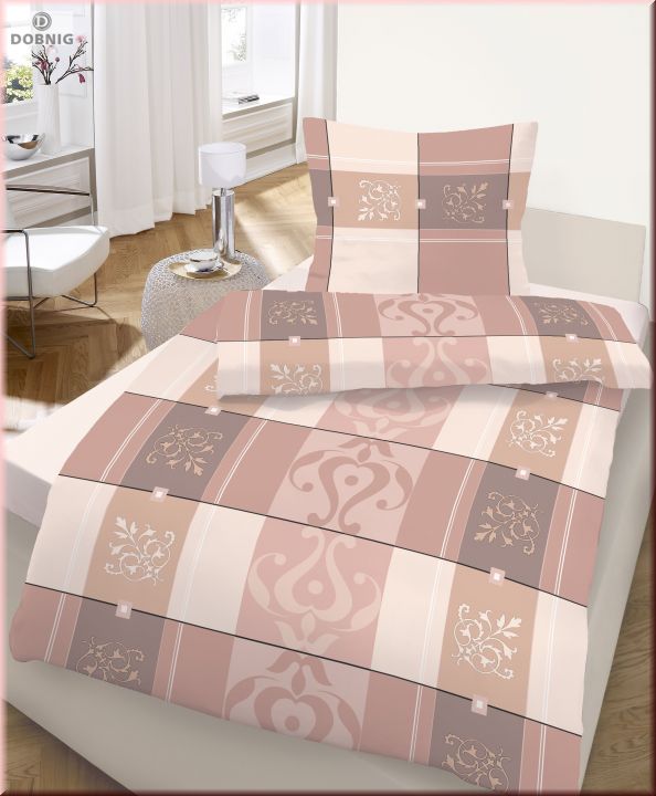 Dobnig Biber Bettwäsche Kyra Beige Kariert 135x200 cm von Dobnig Homeware