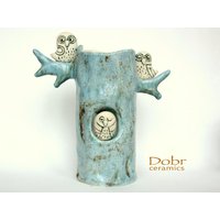 Keramik Vase/Eule V Ase/Bluе/ Auf Bestellung von DobrCeramics