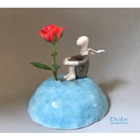 Keramikvase, Blumenvase, Kleiner Prinz, Skulptur, Rose, Auf Bestellung von DobrCeramics