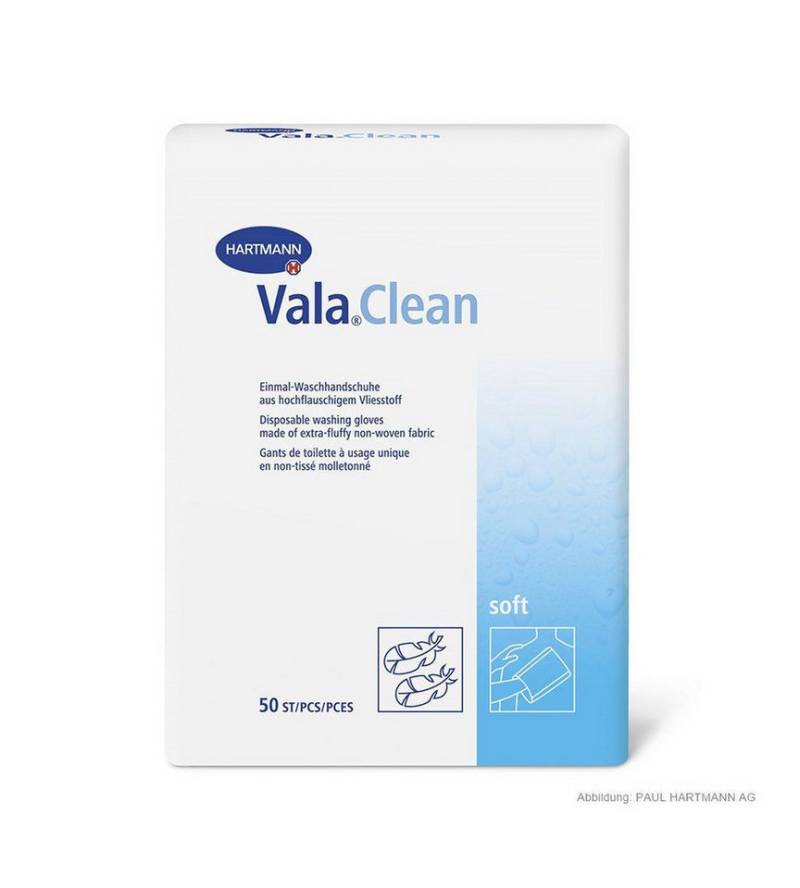 DocMed Einmal-Waschhandschuh ValaClean soft (50 Stck) (Pflegebedarf Einmalhandschuhe 50-St. Praktische Verpackung), Weichem Vliesstoff, Formstabil und abriebfest von DocMed