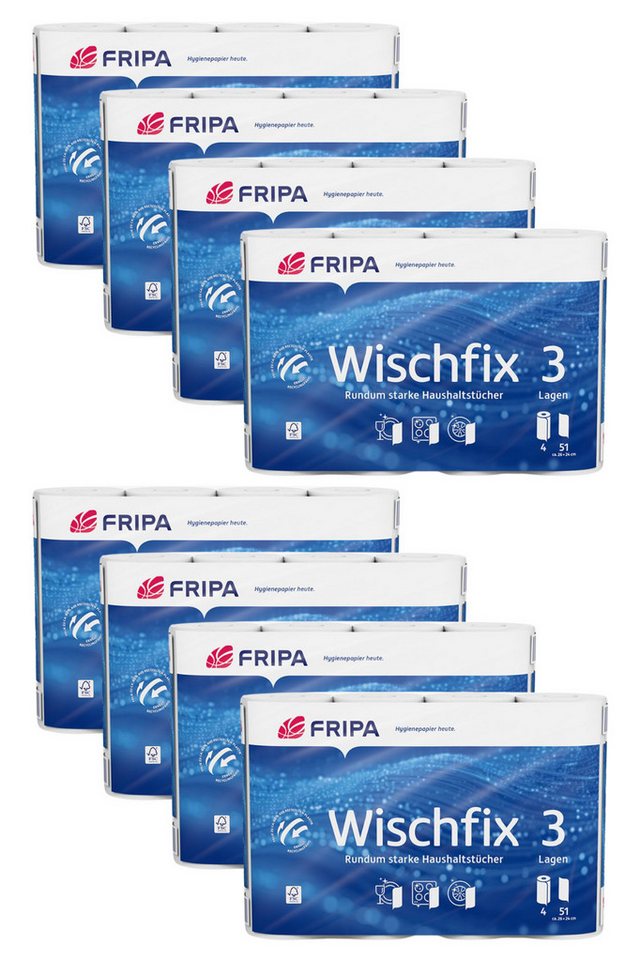 DocMed Papierküchenrolle Fripa - Wischfix Haushaltstücher 3-lagig (Einzelpack oder Großpack 1-St. Multipack), Umweltfreundliche Produktion von DocMed