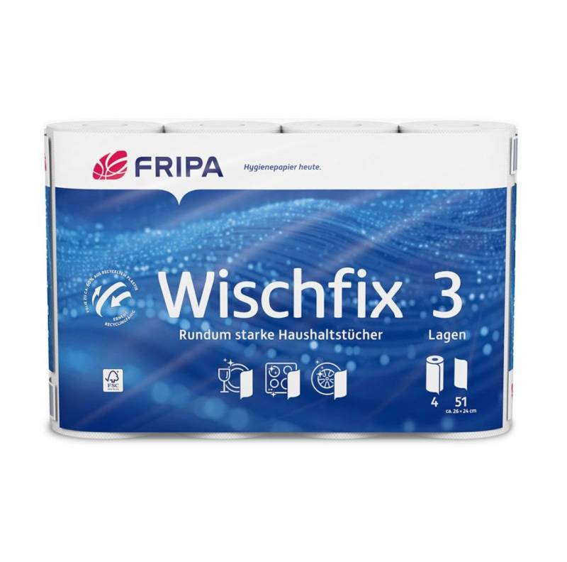 DocMed Papierküchenrolle Fripa - Wischfix Haushaltstücher 3-lagig (Einzelpack oder Großpack 1-St. Multipack), Umweltfreundliche Produktion von DocMed