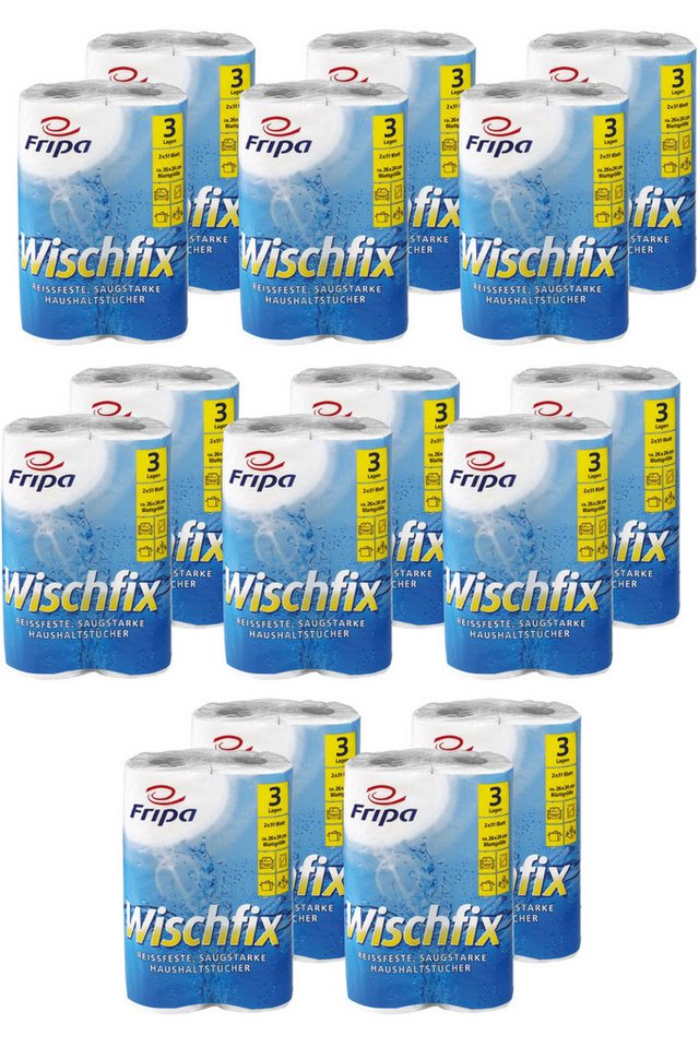 DocMed Papierküchenrolle Fripa - Wischfix Haushaltstücher 3-lagig (Einzelpack oder Großpack 1-St. Vorrats-Set), hygienisch rein, besonders weich und aus natürlichen Rohstoffen von DocMed