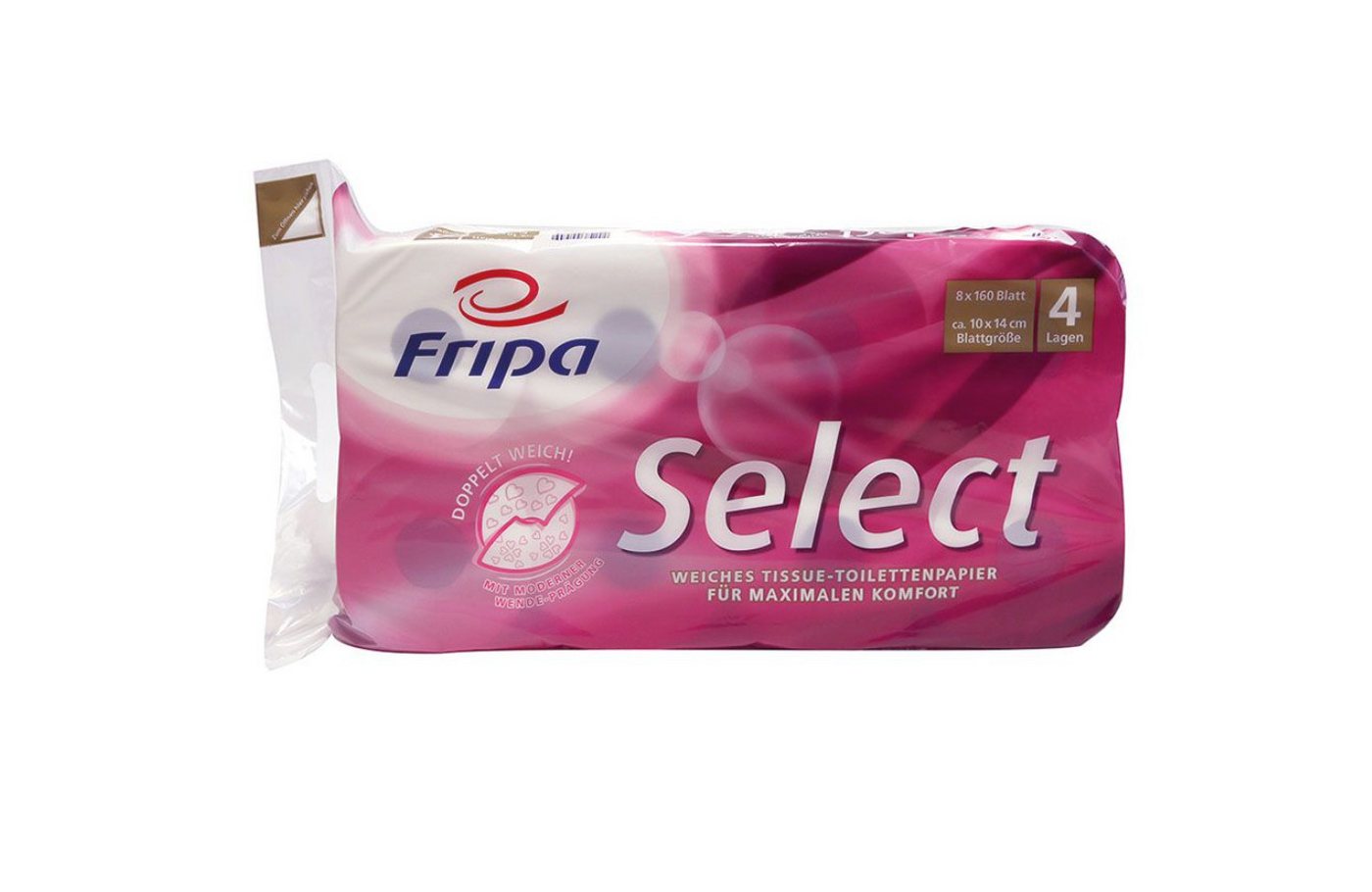 DocMed Toilettenpapier Fripa - Toilettenpapier select, 4-lagig (8 Rollen oder 6er Pack 8-St. Umweltfreundliches Toilettenpapier), Hohe Ergiebigkeit, Elegante Dekorprägung von DocMed