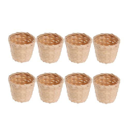 Docache 8 Stücke Mini-Körbe für Süßigkeiten und Sukkulenten Blumentopf Kaktus Topf Pflanzkorb Obstkorb Dekorationen Rattan Korb Geflochtener Blumenkorb (Klein) von Docache