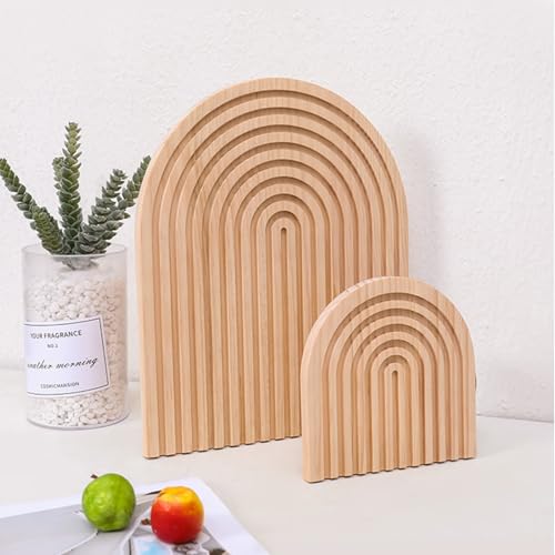 Docache Holzbrett deko Regenbogen, Lebensmittelechtes Buchenholz, Holz Dekoratives aus Kiefer für Zimmer Deko, Fotoregal, für Wohnzimmer, Schlafzimmer, Büro oder Küche, 2er Set (Dicke 1,5 cm) von Docache