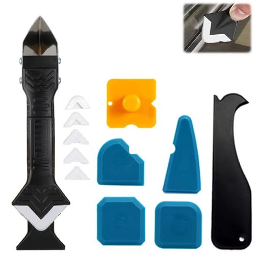Docache silikonentferner werkzeug, Silikon Abzieher Werkzeug Set 5 in 1 Stainless Steel Fugenmesser 6 Auswechselbar Silikonpads für Küche Bad Boden Spüle Fenster Abdichtung-Weiß Docache silikonentferner werkzeug, Silikon Abzieher Werkzeug Set 5 in 1 Stainless Steel Fugenmesser 6 Auswechselbar Silikonpads für Küche Bad Boden Spüle Fenster Abdichtung-Weiß von Docache