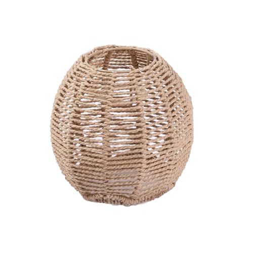 Hängelampe Gewebt Zylinder Lichtabdeckung Lampenschirm Stehlampe Vintage Kronleuchter Papierseil Gewebter Birnenschutz für Kücheninsel, Wohnzimmer, Café (Rund 1 Stück) von Docache