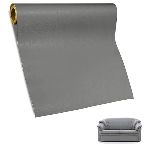 LederReparatur Set Selbstklebend, 60 x 137cm Leder Patch Kit für Sofas, Autositze, Bürostuhl, Kopfteil - Kunstleder Reparatur Set (Grau) von Docache