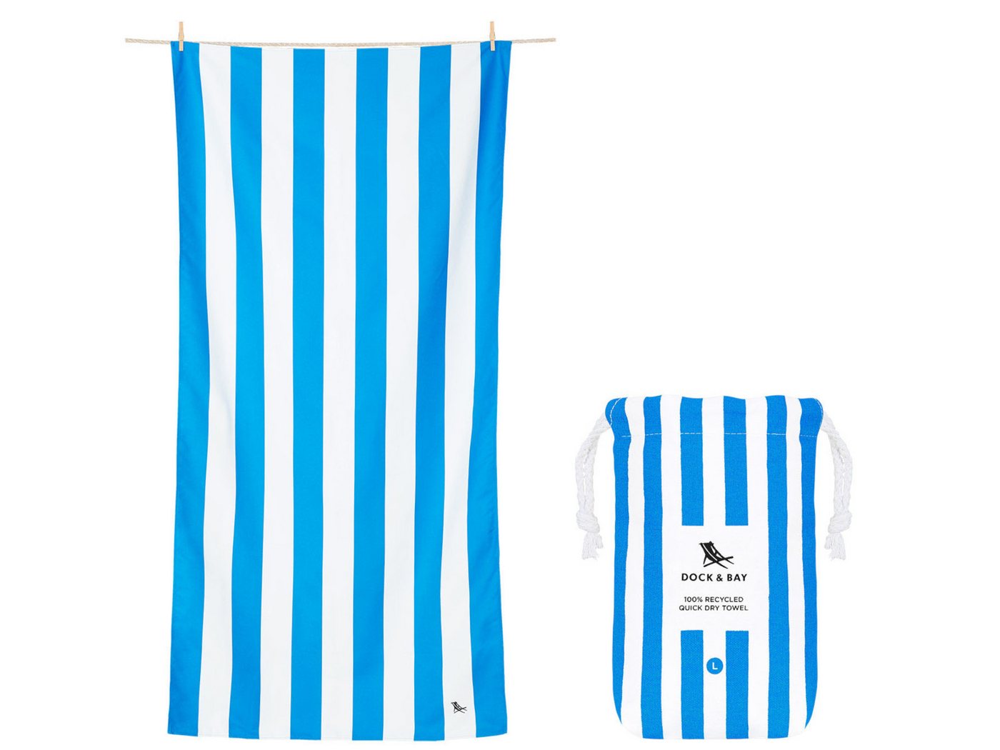 Dock & Bay LTD c/o Strandtuch Beach Towel L Bondi Blue 160x90cm, Polyester (TOWLB-CAB-LG-BLUE-R) von Dock & Bay LTD c/o
