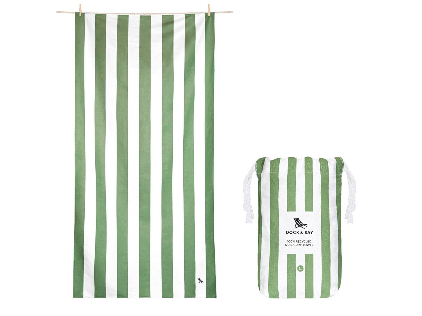Dock & Bay LTD c/o Strandtuch Beach Towel L Cayman Olive 160x90cm, Polyester (TOWLB-CAB-LG-KHAKI-R) von Dock & Bay LTD c/o