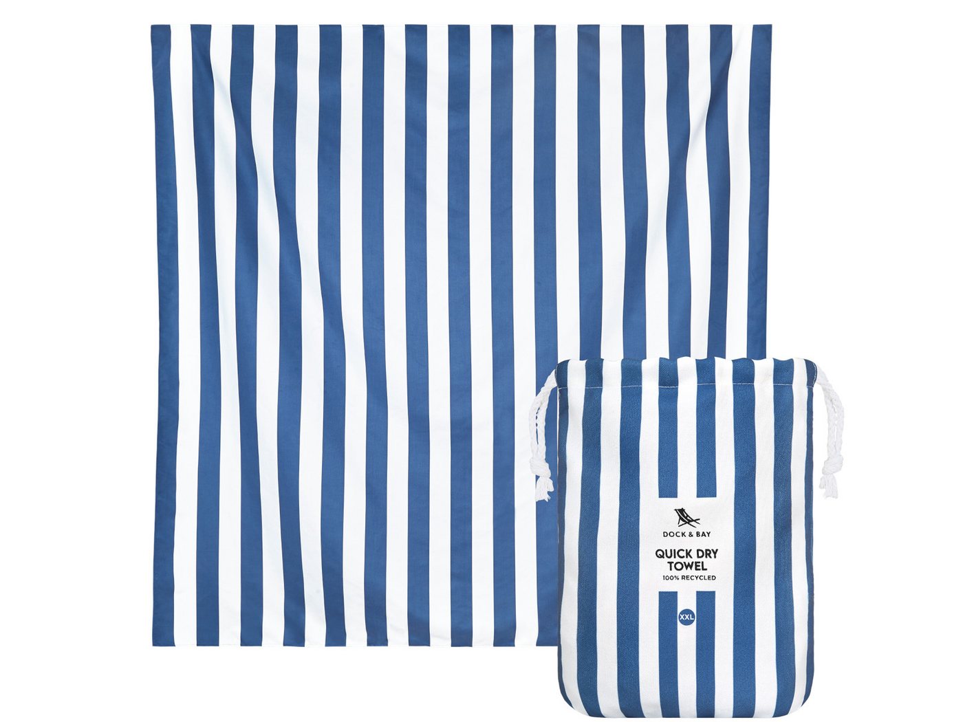 Dock & Bay LTD c/o Strandtuch Beach Towel XXL Whitsunday Blue 180x200cm, Polyester (TOWLB-CAB-X2-NAVY) von Dock & Bay LTD c/o