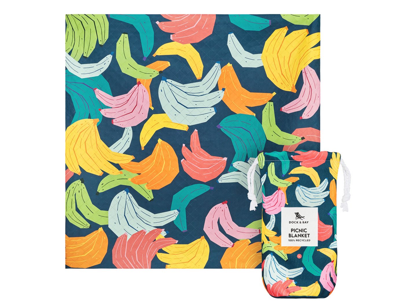 Dock & Bay LTD c/o Strandtuch Picnic Blanket L Bananarama 170x170cm, Polyester (PICNIC-DES-LG-BANARAM) von Dock & Bay LTD c/o