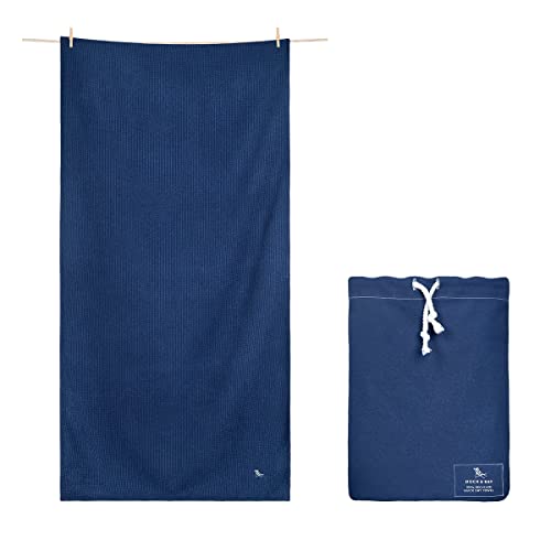 Dock & Bay Badetuch - Für Zuhause - Schnell trocknend, super saugfähig - Inklusive Tasche - Classic - Nautical Navy, Small (85x40cm, 33x16) von Dock & Bay