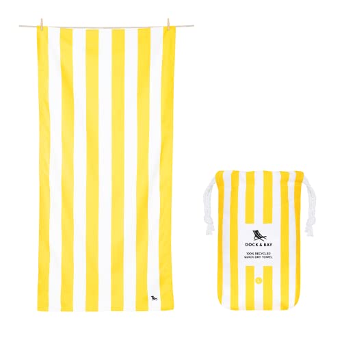 Dock & Bay Strandhandtuch - Schnell trocknende Mikrofaser, ohne Sand - Kompakt, Leicht - 100% recycelt - Inklusive Beutel - Cabana - Boracay Yellow, Extra Large (200x90cm, 78x35) von Dock & Bay