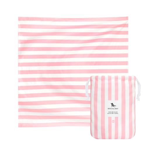 Dock & Bay Strandhandtuch - Schnell trocknende Mikrofaser, ohne Sand - Kompakt, Leicht - 100% recycelt - Inklusive Beutel - Cabana Light - Malibu Pink, Double Extra Large (180x200cm, 70x78) von Dock & Bay