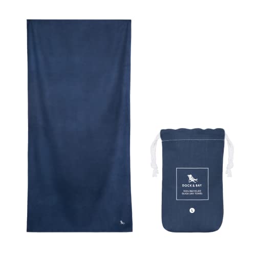 Dock & Bay Strandhandtuch - Schnell trocknende Mikrofaser, ohne Sand - Kompakt, Leicht - 100% recycelt - Inklusive Beutel - Essential - Deep Sea Navy, Large (160x90cm, 63x35) von Dock & Bay