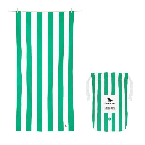 Dock & Bay Strandhandtuch - Schnell trocknende Mikrofaser, ohne Sand - Kompakt, Leicht - 100% recycelt - Inklusive Beutel - Cabana - Cancun Green, Large (160x90cm, 63x35) von Dock & Bay