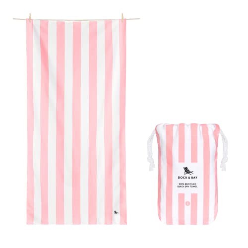 Dock & Bay Strandtuch - schnell trocknend, sandfrei - kompakt, leicht - 100% recycelt - inklusive Tasche - Cabana Light - Malibu Pink - Large (160x90cm, 63x35) von Dock & Bay