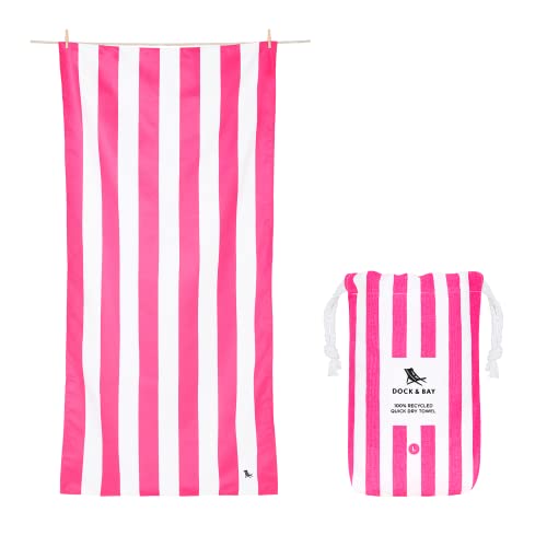 Dock & Bay Strandhandtuch - Schnell trocknende Mikrofaser, ohne Sand - Kompakt, Leicht - 100% recycelt - Inklusive Beutel - Cabana - Phi Phi Pink, Large (160x90cm, 63x35) von Dock & Bay