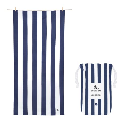 Dock & Bay Strandhandtuch - Schnell trocknende Mikrofaser, ohne Sand - Kompakt, Leicht - 100% recycelt - Inklusive Beutel - Cabana - Whitsunday Blue, Extra Large (200x90cm, 78x35) von Dock & Bay