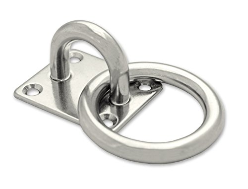 Docks, Quadratische Platte mit beweglichem Ring, Edelstahl, Drahtdurchmesser 10 mm, Innendurchmesser Ring 50 mm, Platin-Durchmesser 48 x 60 mm von DOCKS