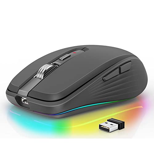 Docooler 2.4G + BT5.1 Dual-Mode-Funkmaus Computer-Gaming-Mäuse Ergonomisches Design 4-Gang-einstellbare DPI Eingebauter Akku für Laptop von Docooler