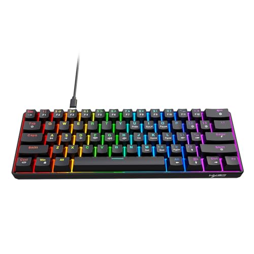 Docooler 61-Key Wired Mechanical Keyboard with Red Switch RGB Backlit Portable for Gaming Office von Docooler