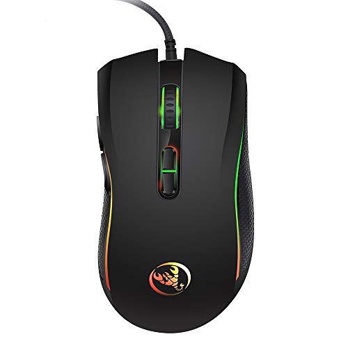Docooler HXSJ Kabelgebundene Gaming-Maus mit 3200 DPI 7 Tasten 7 Farbe LED Optisch Computermaus für Pro-Gamer-Mäuse von Docooler