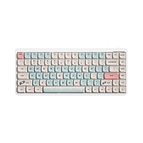 Docooler Wireless Mechanical Keyboard 84 Tasten 2.4G+BT5.0+Type-C 3 Anschlüsse 75% Tastaturen mit flachem Profil 15 Lichteffekte 5 Helligkeitsstufen für Tablet Laptop Smartphone Gateron Blue Switches von Docooler