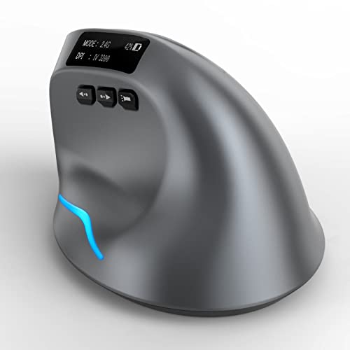 Docooler Zelo-TES F-26C Wiederaufladbare Dual-Mode-Funkmaus mit Display und leisem 2,4-GHz-BT-Grau von Docooler
