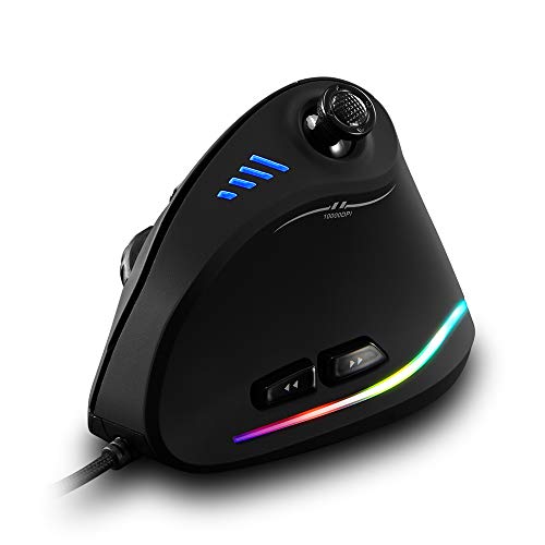 Docooler Zelotes C-18 Vertikale kabelgebundene Gaming-Maus PMW-3325 Einstellbar 10000DPI RGB-Lichtgürtel 11 programmierbare Tasten Optisch Maus 128 KB On-Board-Speicher von Docooler