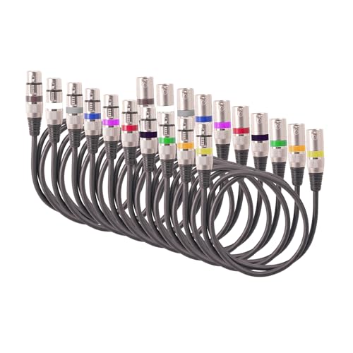 docooler 10 Stück 1.5m XLR Kabel Set Bunte Runde Mikrofonkabel DMX Bühnenlicht 3 Pin Stecker auf Buchse für Audio Mixing Reflektoren Par Licht von Docooler