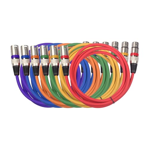 docooler 6-teiliges XLR-Kabelset 1,5 m Farbige Mikrofonkabel DMX Bühnenlichtkabel 3 Pin Stecker auf Buchse für Audio-Mixer Strahler Bühnenlicht Mixer Mikrofon von Docooler