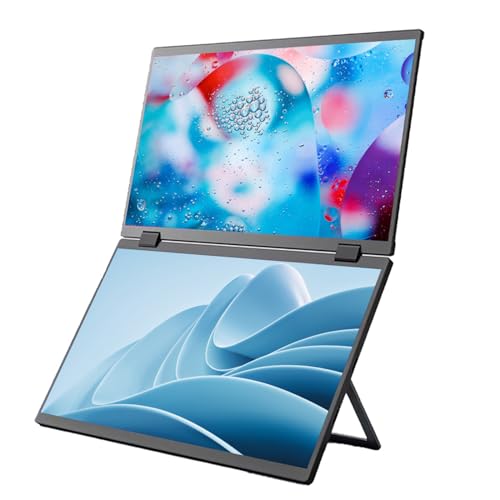 docooler Doppel-Monitor 15,6 Zoll 1080P Verlängerung Bildschirm für Laptop Faltbarer Bildschirm Ultradünnes externes Display Aktualisierungsfrequenz 60 Hz für Laptops Spielekonsole für Telefone von Docooler