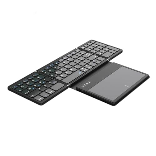 docooler Kompakte faltbare Tastatur, tragbare BT-Tastatur mit großem Touchpad. Kabellose Reisetastatur, kompatibel mit Windows/iOS/Android von Docooler
