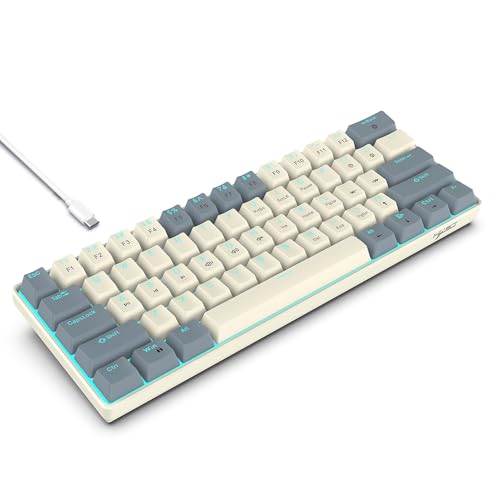 docooler Mechanische Tastatur mit rotem Schalter, 61 Tasten, eisblaue LED, USB 2.0 mit Mittelarm, Plug-and-Play, für Gaming und Büro, kabelgebundene Computer-Tastatur, ergonomische Tastatur von Docooler
